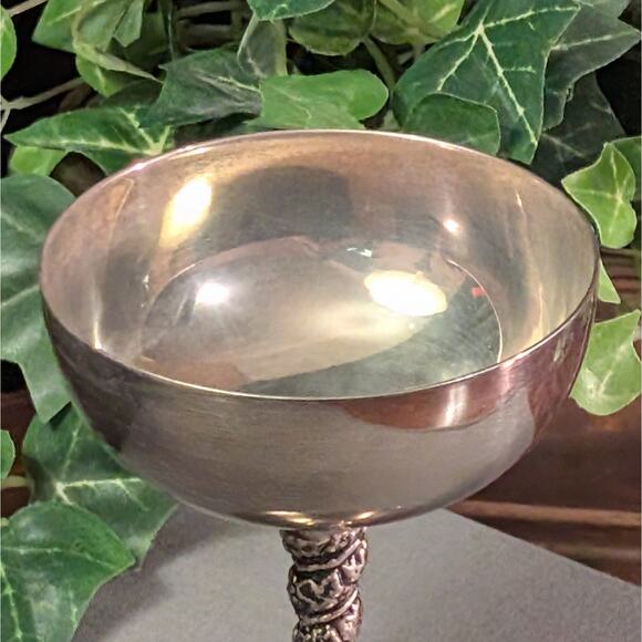 8 Vintage Silver Plated Twisted Vine Stem Champagne Coupe Goblets Valero Spain - Picture 5 of 8